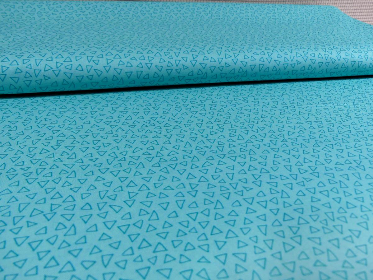 Falscher Uni Ton in Ton Dreiecke türkis petrol aqua Patchworkstoff Benartex Frogtastic